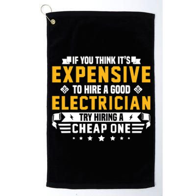 Humorous Electrician Pun Funny Electrician Technician Platinum Collection Golf Towel