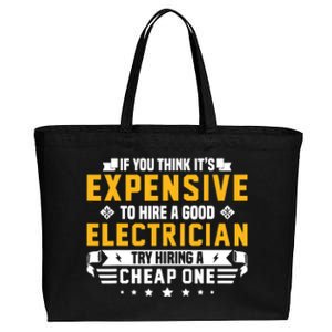 Humorous Electrician Pun Funny Electrician Technician Cotton Canvas Jumbo Tote