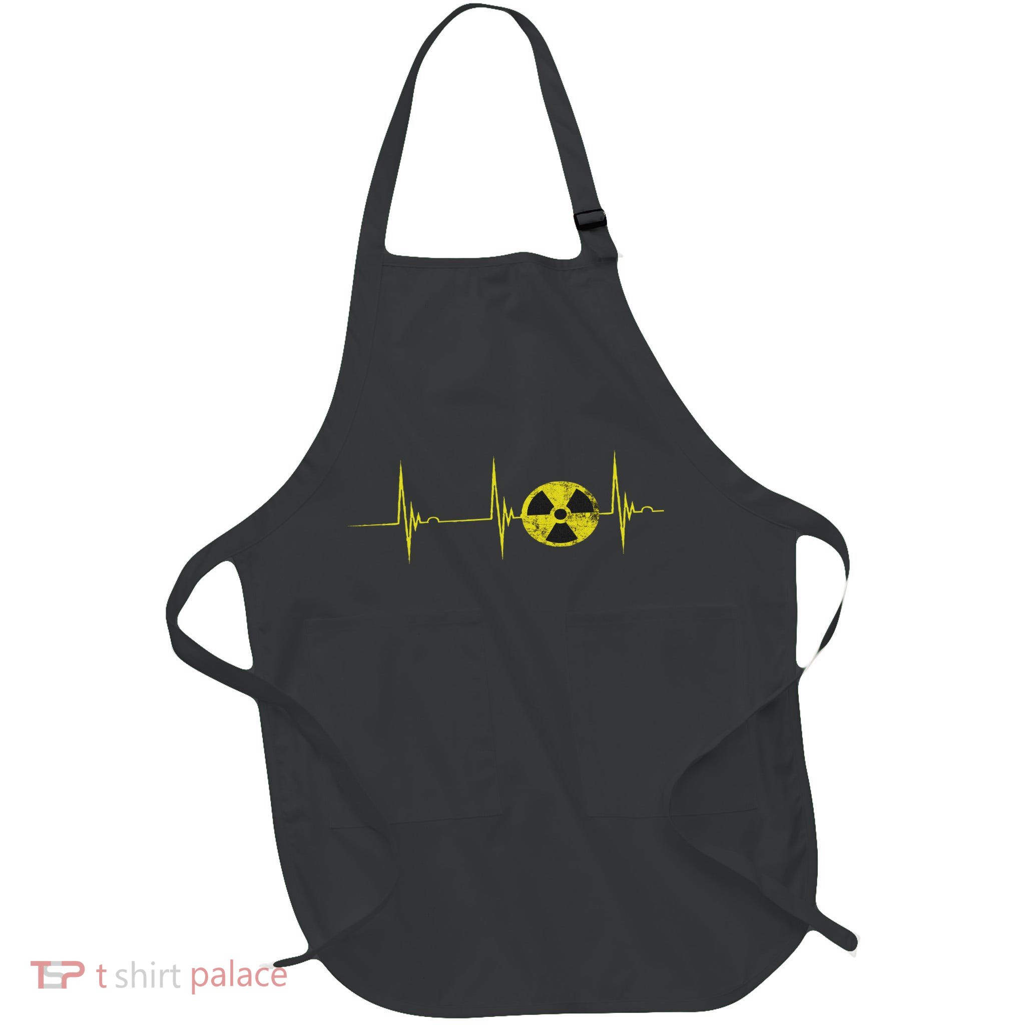 Heartbeat Ecg Pulse Fallout Symbol Sign Nuclear Radiation Full-Length Apron With Pockets