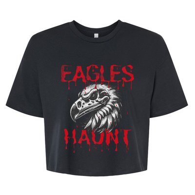 Halloween Eagle Pride Haunt Mascot School Spirit Skull Retro Bella+Canvas Jersey Crop Tee