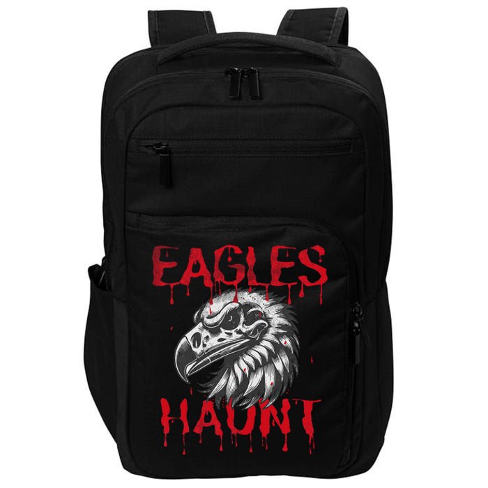 Halloween Eagle Pride Haunt Mascot School Spirit Skull Retro Impact Tech Backpack