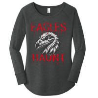 Halloween Eagle Pride Haunt Mascot School Spirit Skull Retro Women's Perfect Tri Tunic Long Sleeve Shirt