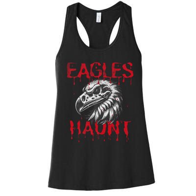 Halloween Eagle Pride Haunt Mascot School Spirit Skull Retro Women's Racerback Tank