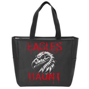 Halloween Eagle Pride Haunt Mascot School Spirit Skull Retro Zip Tote Bag