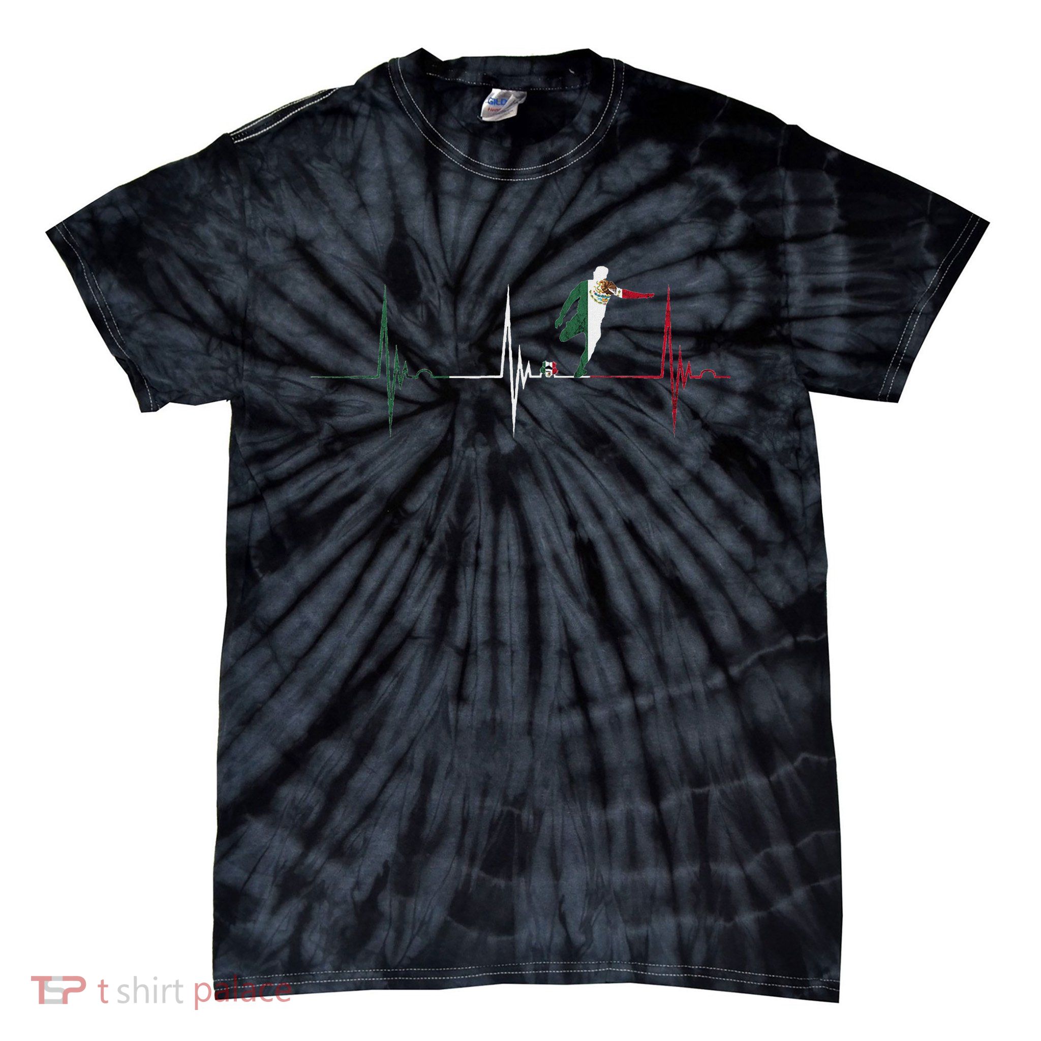 Heartbeat Ekg Pulse Mexico Mexican Flag Mexican Soccer Team Tie-Dye T-Shirt