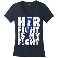 Her Fight ALS  Awareness Women's V-Neck T-Shirt