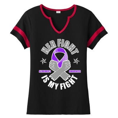 Her Fight Is My Fight Alzheimer's Awareness Ladies Halftime Notch Neck Tee