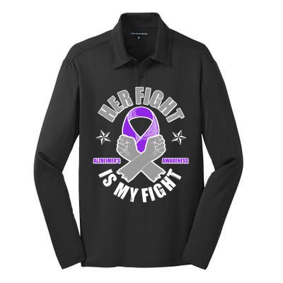 Her Fight Is My Fight Alzheimer's Awareness Silk Touch Performance Long Sleeve Polo