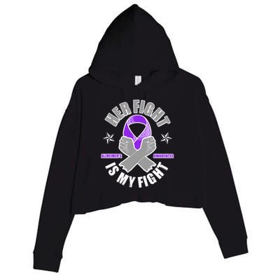 Her Fight Is My Fight Alzheimer's Awareness Crop Fleece Hoodie