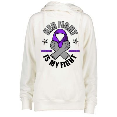 Her Fight Is My Fight Alzheimer's Awareness Womens Funnel Neck Pullover Hood