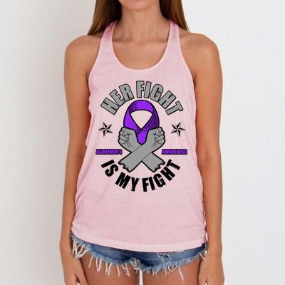 Her Fight Is My Fight Alzheimer's Awareness Women's Knotted Racerback Tank