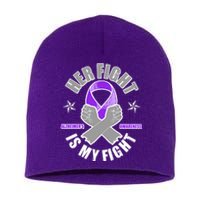 Her Fight Is My Fight Alzheimer's Awareness Short Acrylic Beanie