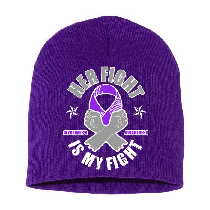 Her Fight Is My Fight Alzheimer's Awareness Short Acrylic Beanie