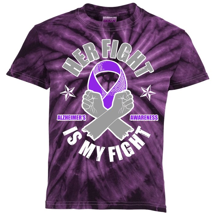 Her Fight Is My Fight Alzheimer's Awareness Kids Tie-Dye T-Shirt