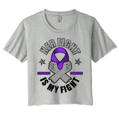 Her Fight Is My Fight Alzheimer's Awareness Women's Crop Top Tee