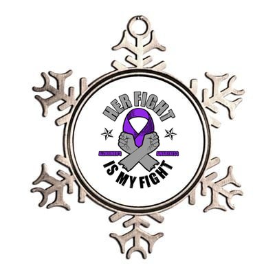 Her Fight Is My Fight Alzheimer's Awareness Metallic Star Ornament