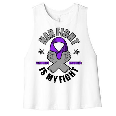 Her Fight Is My Fight Alzheimer's Awareness Women's Racerback Cropped Tank