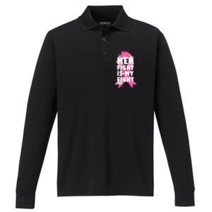 Her Fight Is My Fight Breast Cancer Performance Long Sleeve Polo