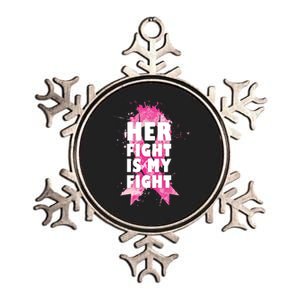 Her Fight Is My Fight Breast Cancer Metallic Star Ornament