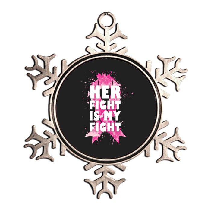 Her Fight Is My Fight Breast Cancer Metallic Star Ornament