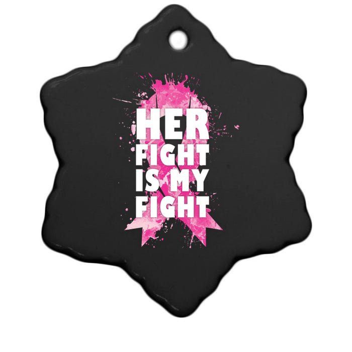 Her Fight Is My Fight Breast Cancer Ceramic Star Ornament