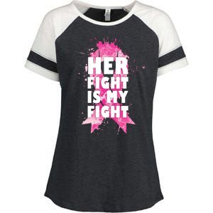 Her Fight Is My Fight Breast Cancer Enza Ladies Jersey Colorblock Tee