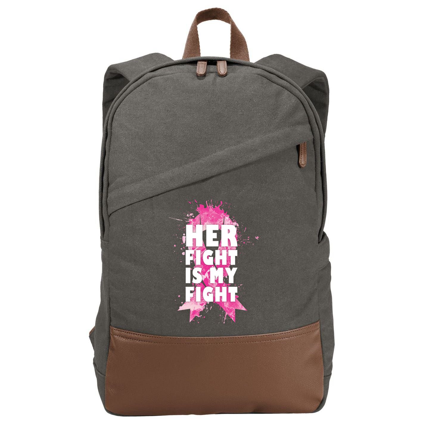 Her Fight Is My Fight Breast Cancer Cotton Canvas Backpack