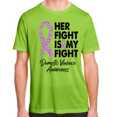 Her Fight is My Fight Domestic Violence Awareness Purple Ribbon Adult ChromaSoft Performance T-Shirt