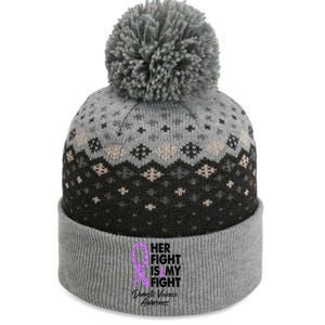 Her Fight is My Fight Domestic Violence Awareness Purple Ribbon The Baniff Cuffed Pom Beanie