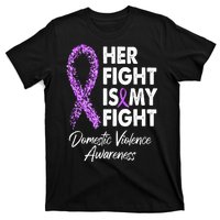 Her Fight is My Fight Domestic Violence Awareness Purple Ribbon T-Shirt