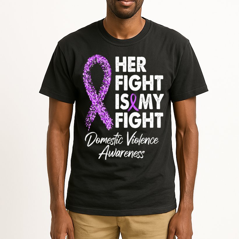 Her Fight is My Fight Domestic Violence Awareness Purple Ribbon Tall T-Shirt