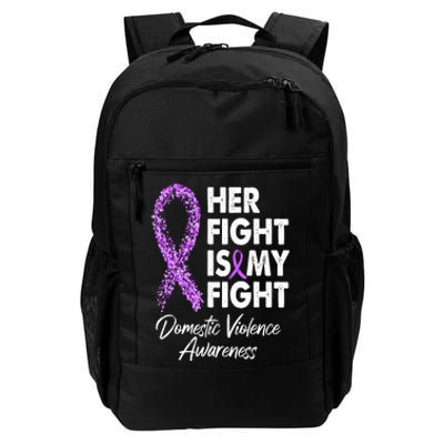 Her Fight is My Fight Domestic Violence Awareness Purple Ribbon Daily Commute Backpack