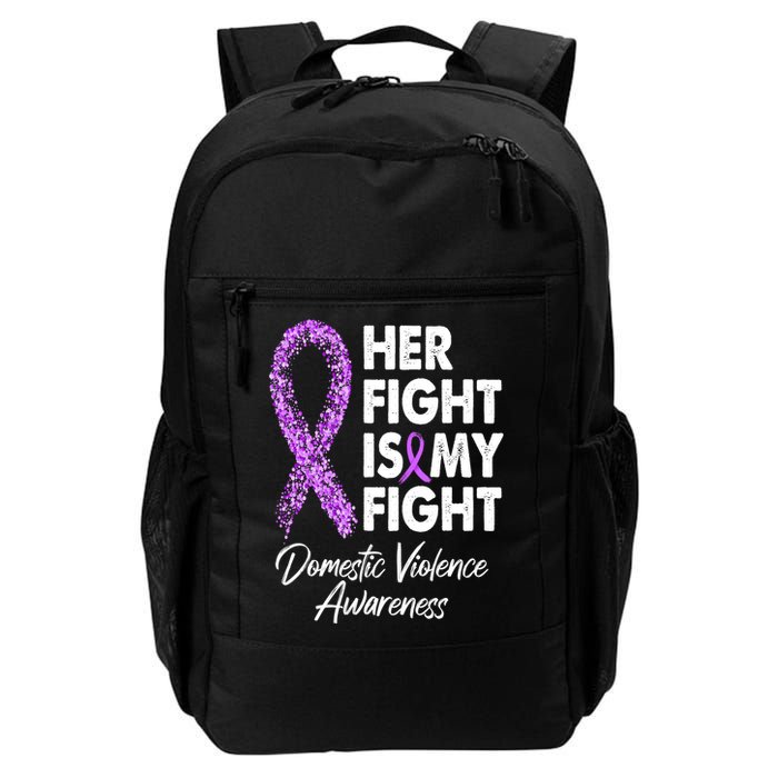 Her Fight is My Fight Domestic Violence Awareness Purple Ribbon Daily Commute Backpack