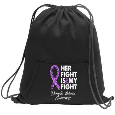 Her Fight is My Fight Domestic Violence Awareness Purple Ribbon Sweatshirt Cinch Pack Bag