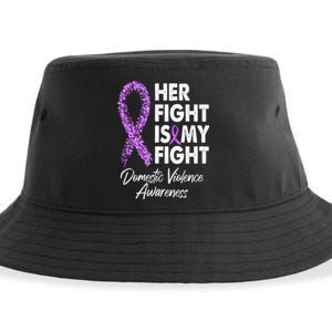 Her Fight is My Fight Domestic Violence Awareness Purple Ribbon Sustainable Bucket Hat