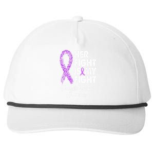 Her Fight is My Fight Domestic Violence Awareness Purple Ribbon Snapback Five-Panel Rope Hat