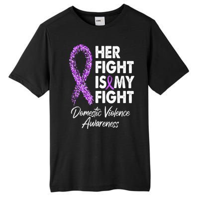 Her Fight is My Fight Domestic Violence Awareness Purple Ribbon Tall Fusion ChromaSoft Performance T-Shirt