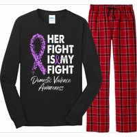 Her Fight is My Fight Domestic Violence Awareness Purple Ribbon Long Sleeve Pajama Set