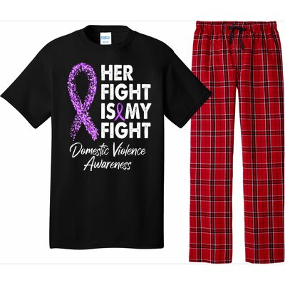 Her Fight is My Fight Domestic Violence Awareness Purple Ribbon Pajama Set