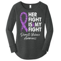 Her Fight is My Fight Domestic Violence Awareness Purple Ribbon Women's Perfect Tri Tunic Long Sleeve Shirt