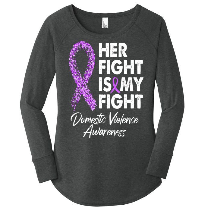 Her Fight is My Fight Domestic Violence Awareness Purple Ribbon Women's Perfect Tri Tunic Long Sleeve Shirt