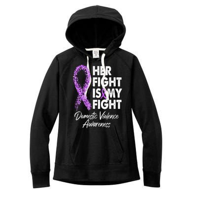 Her Fight is My Fight Domestic Violence Awareness Purple Ribbon Women's Fleece Hoodie