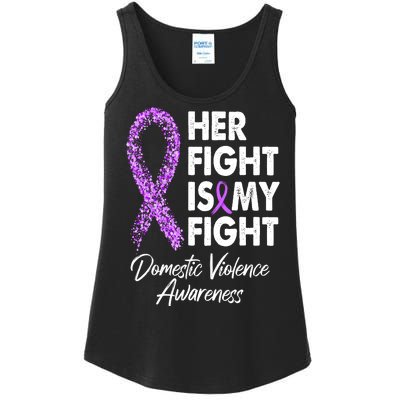 Her Fight is My Fight Domestic Violence Awareness Purple Ribbon Ladies Essential Tank