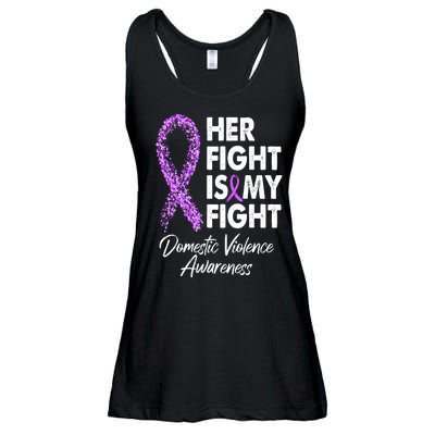 Her Fight is My Fight Domestic Violence Awareness Purple Ribbon Ladies Essential Flowy Tank