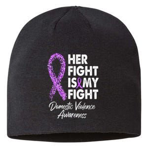 Her Fight is My Fight Domestic Violence Awareness Purple Ribbon Sustainable Beanie