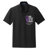 Her Fight is My Fight Domestic Violence Awareness Purple Ribbon Dry Zone Grid Polo