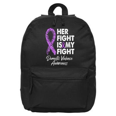 Her Fight is My Fight Domestic Violence Awareness Purple Ribbon 16 in Basic Backpack