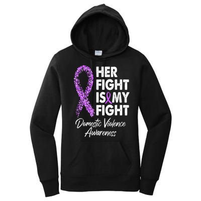 Her Fight is My Fight Domestic Violence Awareness Purple Ribbon Women's Pullover Hoodie