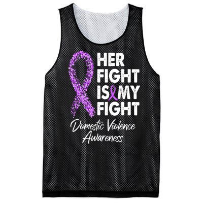 Her Fight is My Fight Domestic Violence Awareness Purple Ribbon Mesh Reversible Basketball Jersey Tank