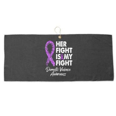 Her Fight is My Fight Domestic Violence Awareness Purple Ribbon Large Microfiber Waffle Golf Towel